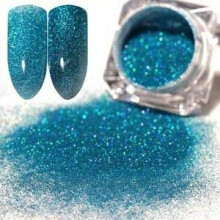 Sky Blue Dip Powder for Manicure, Aurora Chameleon Nail Powder with Smooth Professional Finish