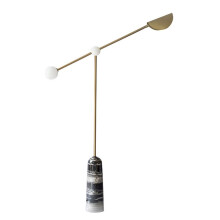 Gold Floor Lamp with Marble Base, Warm LED Light, Modern Gold Lighting for Living Room
