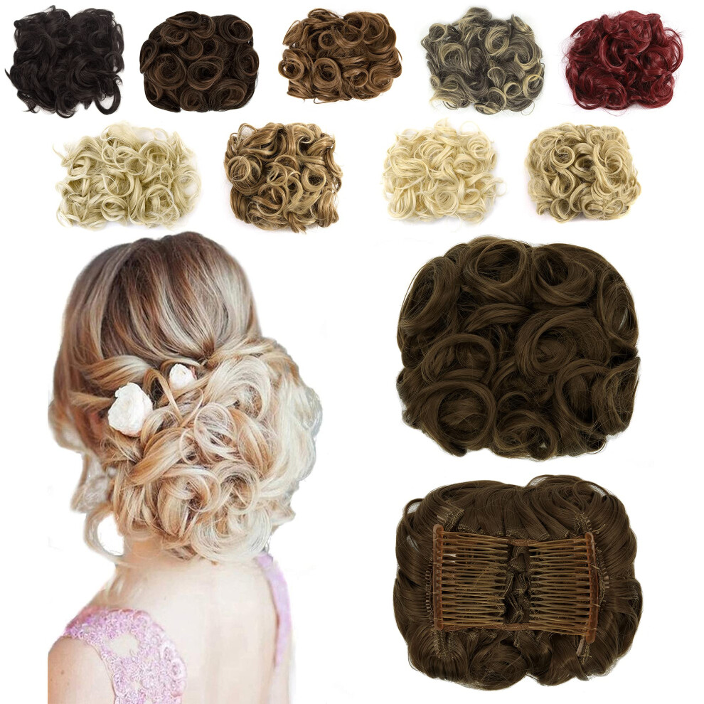 Unisex Messy Bun Hairpiece With Combs, Curly Hair Bun Extension For Instant Volume And Quick Updo