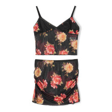 (L, Black) Sommer-Set für Damen: 2-teiliges Outfit