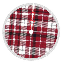 Christmas Plaid Christmas Tree Skirts 30" Inch, Winter Holiday Tree Mat, Xmas Tree Skirt For Rustic Christmas Holiday Decorations