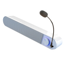 Computer Speaker with Mic Desktop Sound Bar Subwoofer Speakers for Laptop Notebook PC Loudspeaker White
