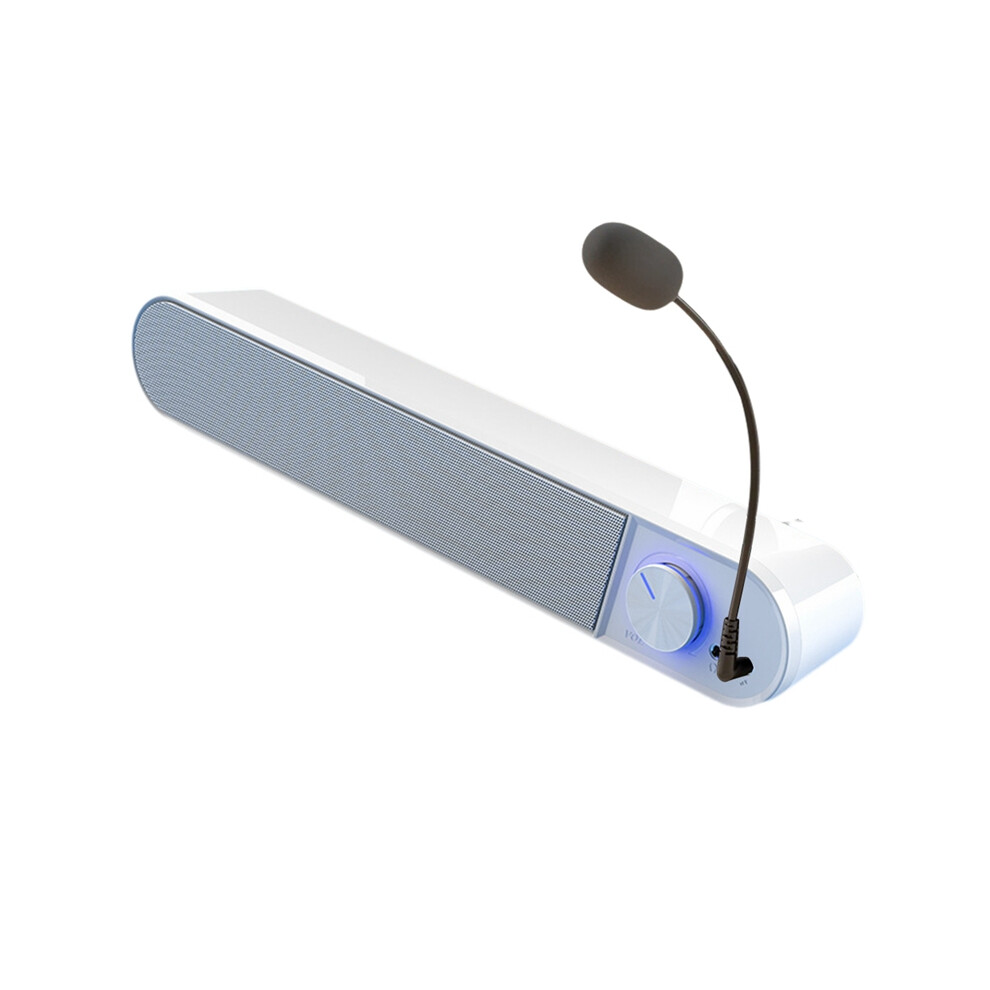 Computer Speaker With Mic Desktop Sound Bar Subwoofer Speakers For Laptop Notebook Pc Loudspeaker White 9377112413464