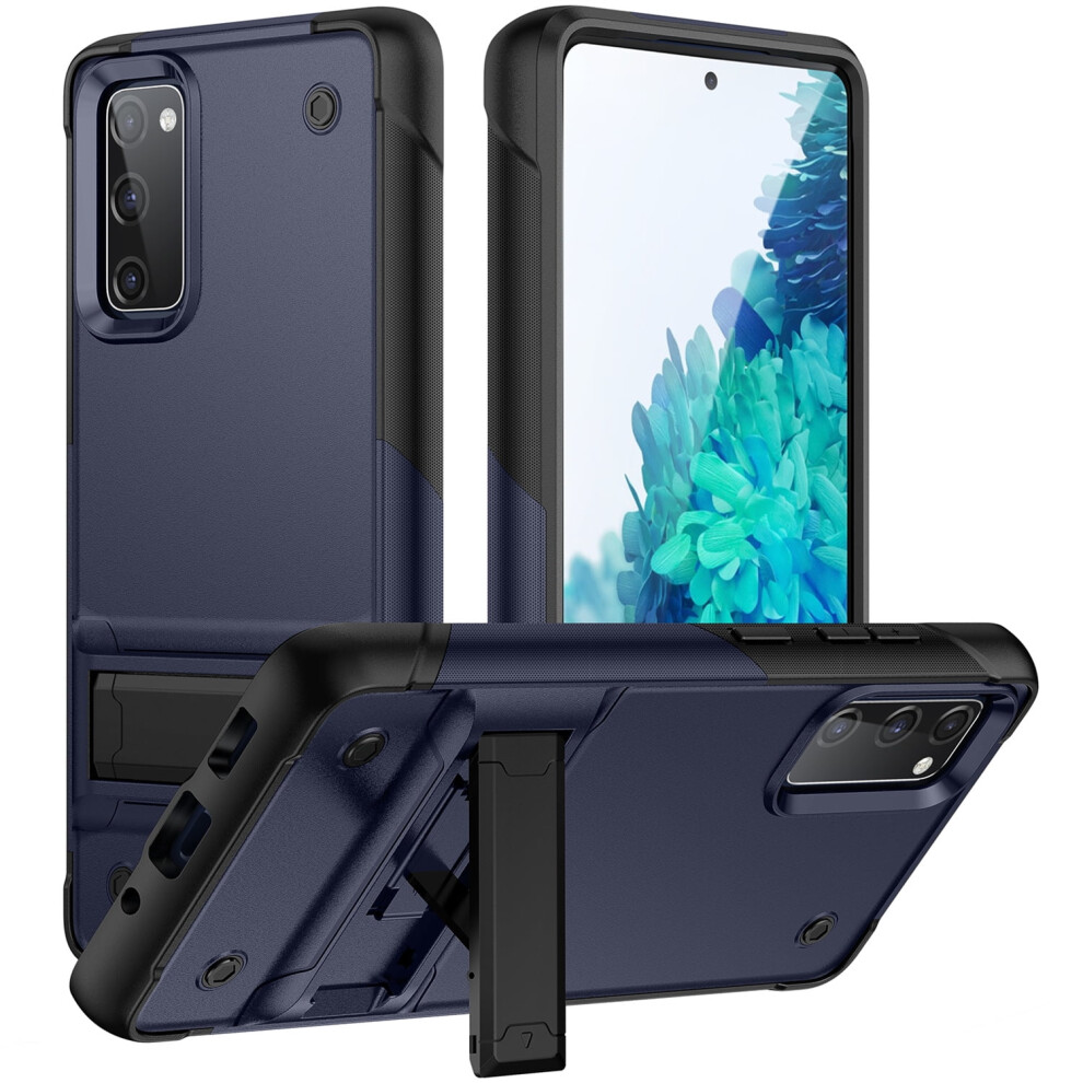 Compatible With Samsung Galaxy S20 Fe Case, Military Grade Shockproof Drop Protection Rugged Hybrid Cover With Kickstand - Navyblue 6.5" 9377112413839