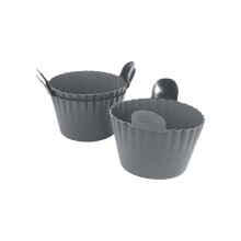 Air Fryer Silicone Baking Cups Reusable Square Ramekins Fits 6L Air Fryers Oven Safe 3pcs Gray
