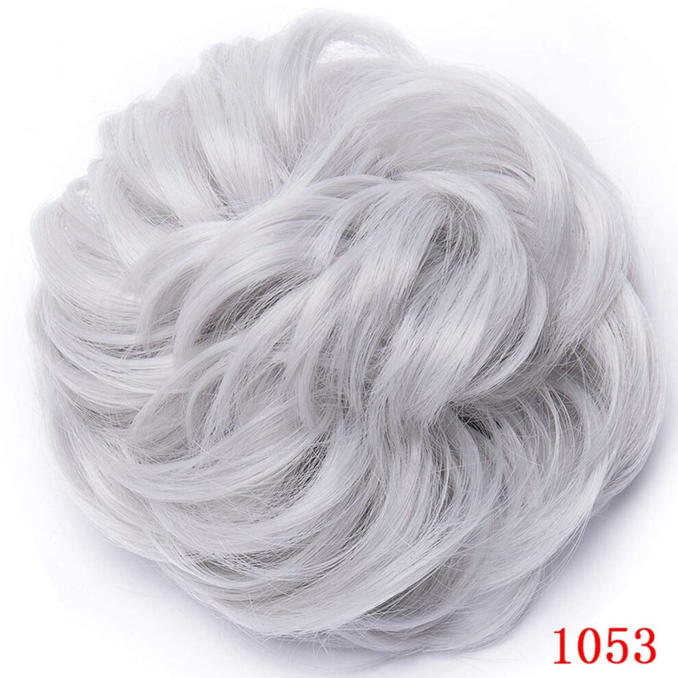 Unisex Curly Hair Bun Heat Resistant Synthetic Chignon Hairpiece With Secure Rubber Band P2 613