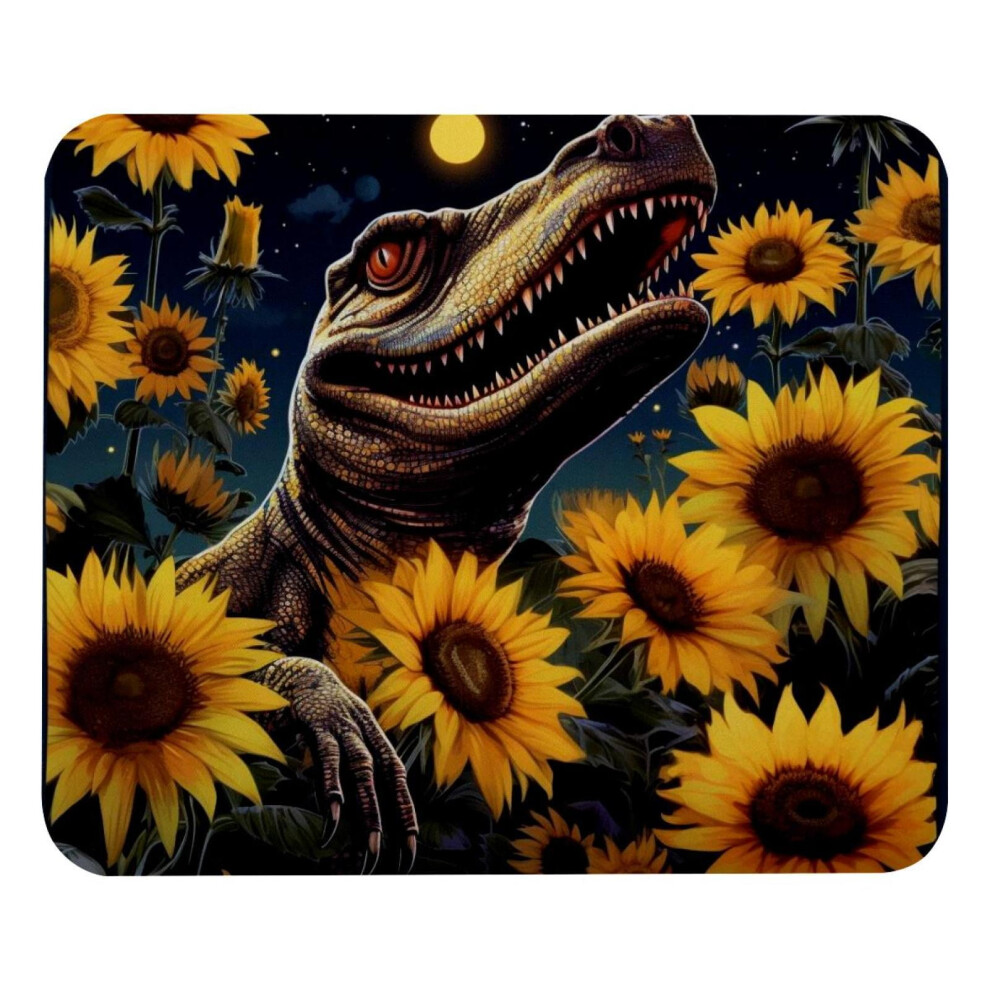 Sunflower Moon Crocodile Mouse Pad With Non-Slip Rubber Base, 8.3'' X 9.8'' Square Gaming & Office Desk Mat 9027700404953