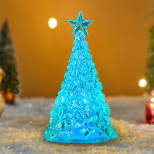 LED Christmas Tree Lights - Acrylic Mini Color Changing Ornament, Night Light for Home Office (Clear)