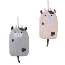 2 PCS Hanging Hand Towel Baby Towels Decor Kitchen Dish Pink 80% Polyester Fiber (polyester) Coral Fleece
