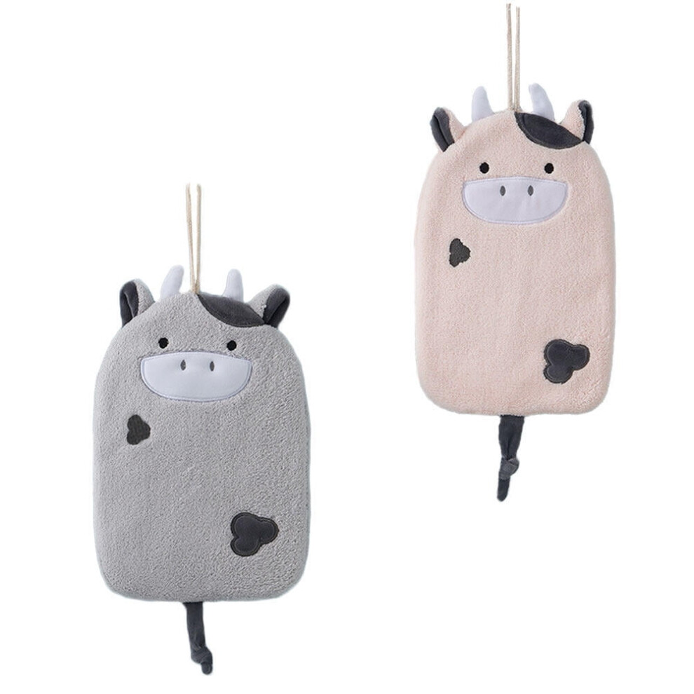 2 PCS Hanging Hand Towel Baby Towels Decor Kitchen Dish Pink 80% Polyester Fiber (polyester) Coral Fleece