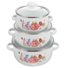 Enamel Saucepan Stew Pot 3Pcs Nonstick Vintage Cookware