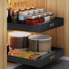 2 Pack Pull Out Drawers for Cabinet, Compatible with Carbon Slide Systems, No Drill, 12" W x 16.9" D