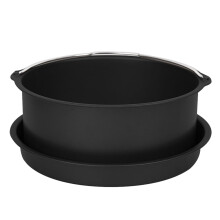 1 Set Cake Basket Pizza Plate Tray Air Fryer Accessories Baking Tools Kitchen Gadgets for Cake Pizza Dessert (Black, 6inch)