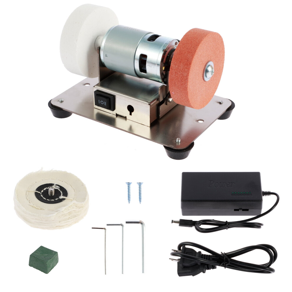 Multifunctional Electric Benchtop Grinder, 7 Speed Adjustable, Low Noise, With Double Grinding Wheel, Compatible With Polishing & Sanding 9027700408791