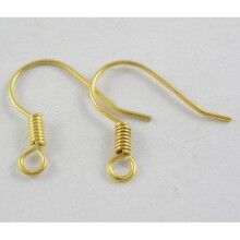 25 Pairs (50 pcs.) Nickel-free gold-plated ear hooks 15 mm.