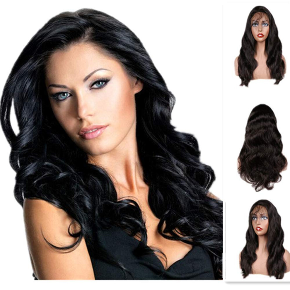 Unisex Human Hair Lace Front Wig 13X6 Wavy Brazilian Virgin Hair With Baby Hair Glueless Natural Color