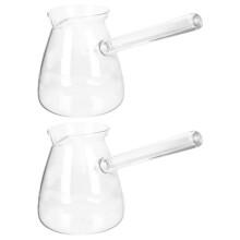 Turkish Coffee Pot Set Heat Resistant Glass Stovetop Maker with Long Handle 2Piece