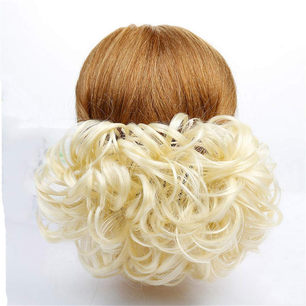 Unisex Hair Bun Extension Curly Synthetic Chignon Hairpiece Clip In Donut Ponytail For Elegant Updo