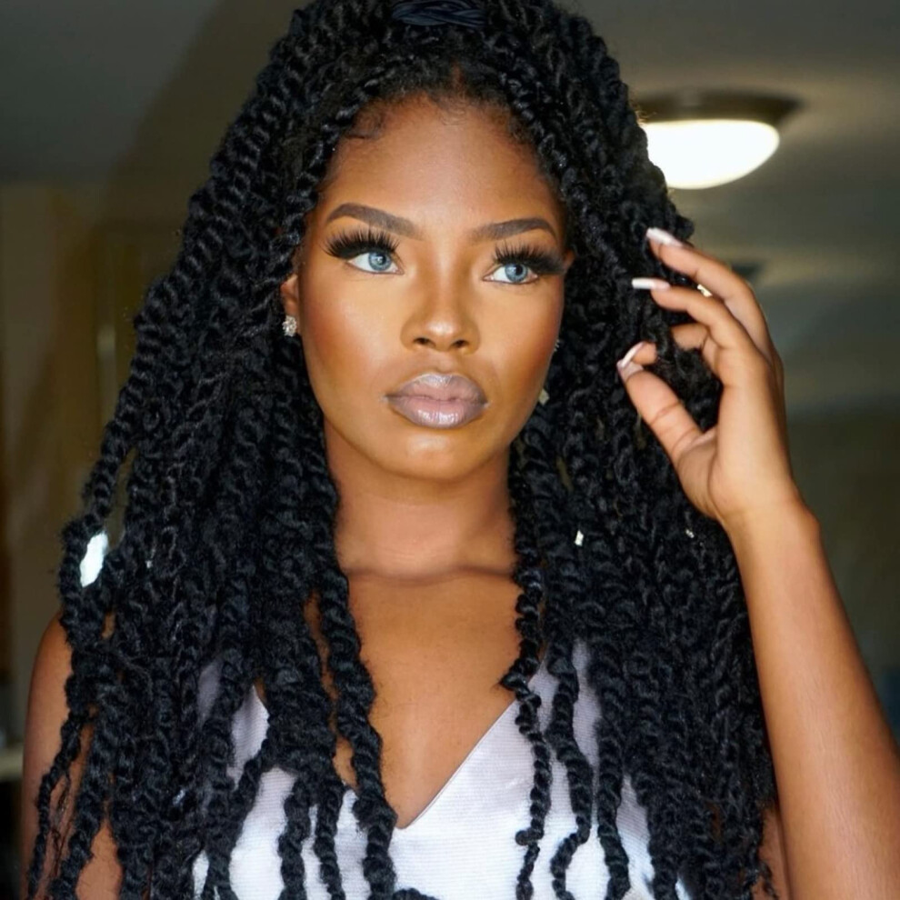 Unisex Crochet Braiding Hair 18 Inch Afro Kinky Twist Extensions For Faux Locs Synthetic Marley Braids 1B