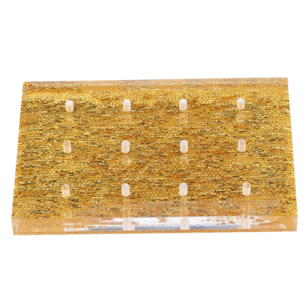 Gold 12 Hole Nail Drill Bit Holder Stand For Acrylic Nails, Durable Organizer Display Base 9070919676086