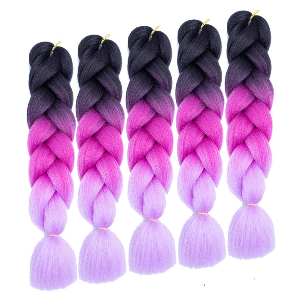 Synthetic Braiding Hair Extensions 24 Inch Ombre Jumbo Twist Braids for Women Heat Resistant Fiber