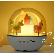 Carousel Night Light with Remote, Rotating Music Lamp for Bedroom Decor, 3 Color Modes, Gift for Kids