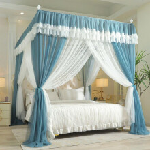 Canopy Bed Curtain with DoubleLayer Fabric, Four Corner Full Enclosure Mosquito Net, 2 x 2.2m