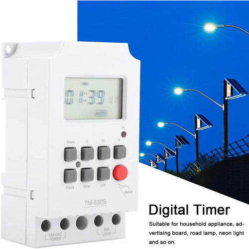 Digital Programmable Timer Switch 110V with Large Display for Home Appliances Lights and Road Lamps 1