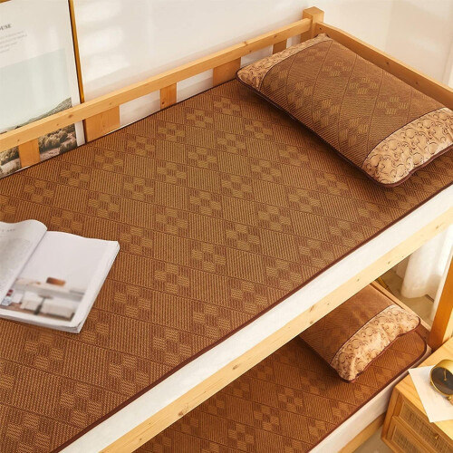 Foldable Bamboo Cooling Mat with AntiSkid Straps for Comfortable Summer Sleeping 1