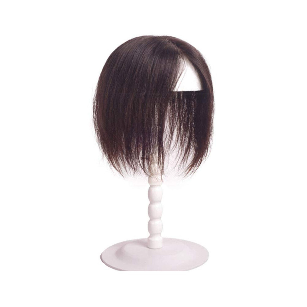 Unisex Brown Remy Human Hair Topper For Thinning Crown Silk Base Reddish With Clips 7X10cm 20Cm