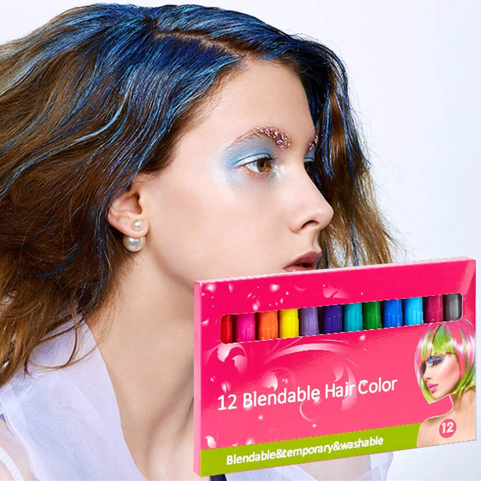 Hair Chalk Pens 12 Colors Washable Temporary NonToxic Hair Color for Kids and Adults Party Cosplay