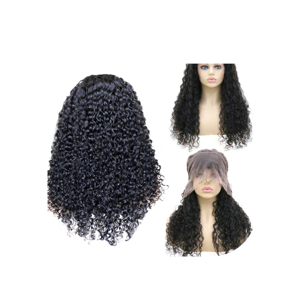 Unisex Black 13X4 Lace Front Human Hair Wig Curly Brazilian Remy 150% Density 30 Inches For Women