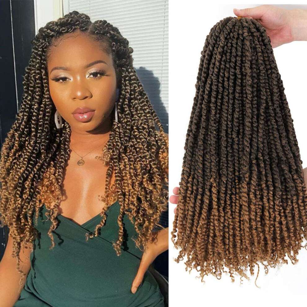 Unisex Passion Twist Crochet Hair 18 Inch T27 Pretwisted Extensions, Easy Install And Longlasting Wear