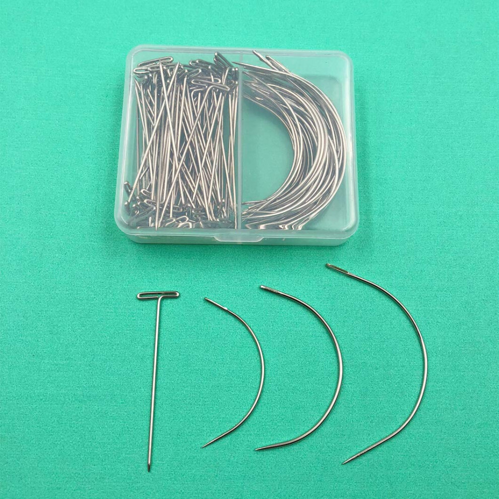Wig Making Kit with Multiple Needle Sizes, Sharp TPins and Curved Sewing Needles in Storage Box