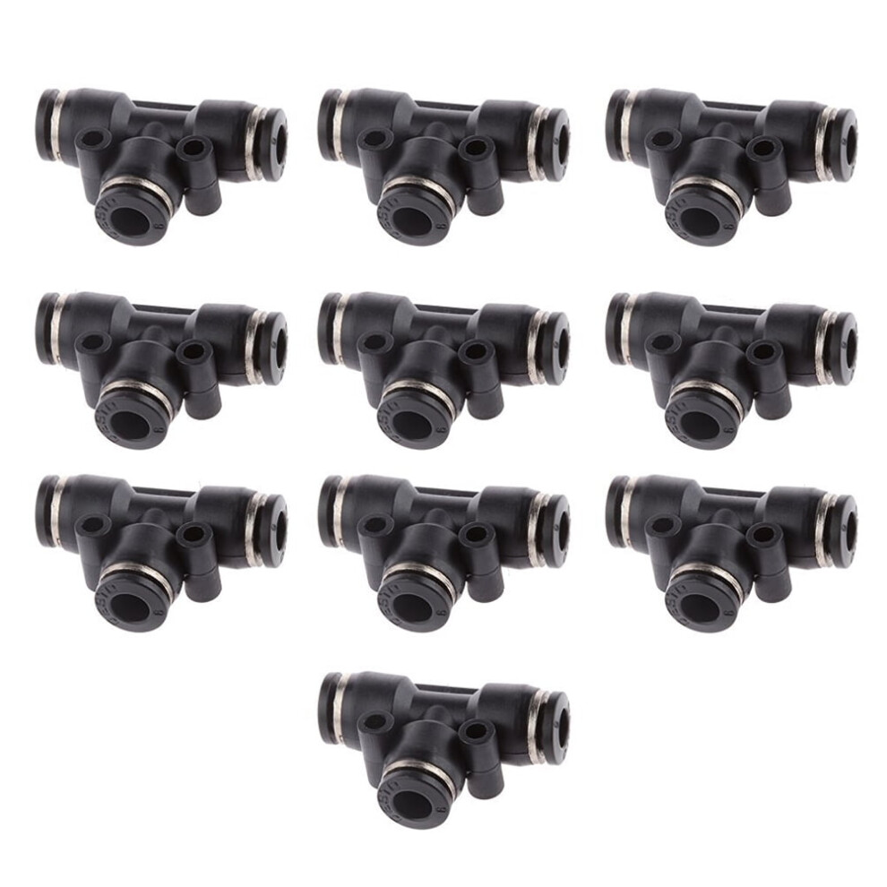 10Pcs Tube Od 6Mm 1/4'' Tee Union Pneumatic Push Connector Quick Fittings Joint Adapter Couplings 9377112416366