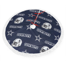 Cowboys Christmas Fringe Tree Skirt, compatible with NFL decor, 30" 36" 48", plush football team colors, easy install, great gift for fans
