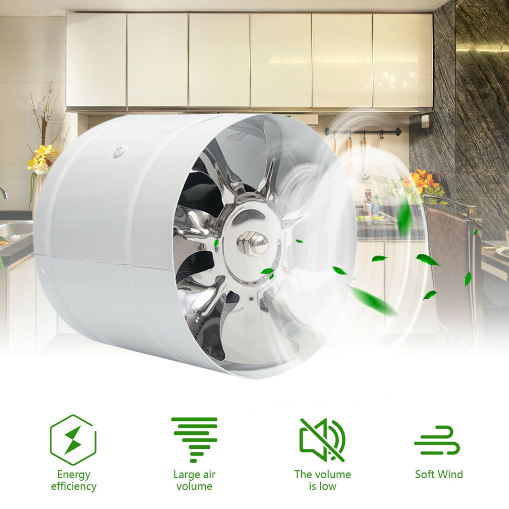 8 Inch Inline Duct Fan 756 Cfm Low Noise Booster Blower For Basements Bathrooms Grow Tent Kitchens And Attics White 9377112416465