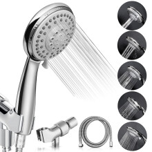 wileqep Shower Heads 5 Setting with Handheld Sprayer & Long Hose High Pressure Rain, Easy Tool Free Installation, Adjustable Shower Heads