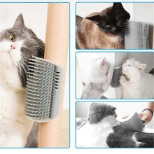 Gray Cat Brush Corner Cat Massage Automatic Fur Care Brush Cats Facial Brush