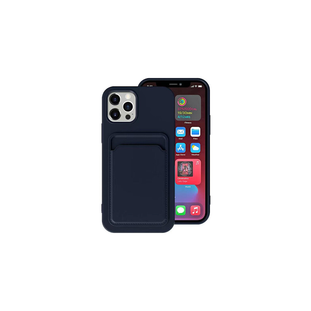 Compatible With Iphone 13 Silicone Case With Card Holder - Blue 9027700411012