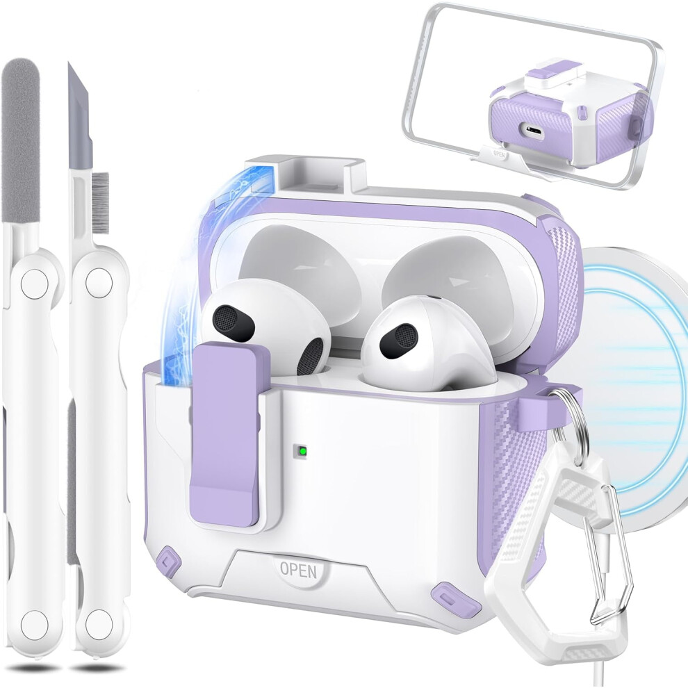 For Compatible With Airpods 3Rd Generation Case Cover, Compatible With Magsafe, Magnetic Automatic Lock, Charging Port 9027700411159