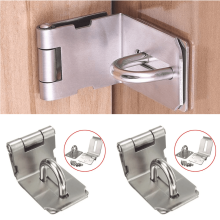 2 Pack Heavy Duty Stainless Steel Door Hasp Latch Lock, 90 Degree Right Angle Padlock Latch with Screws for Shed, Barn, Cabinet