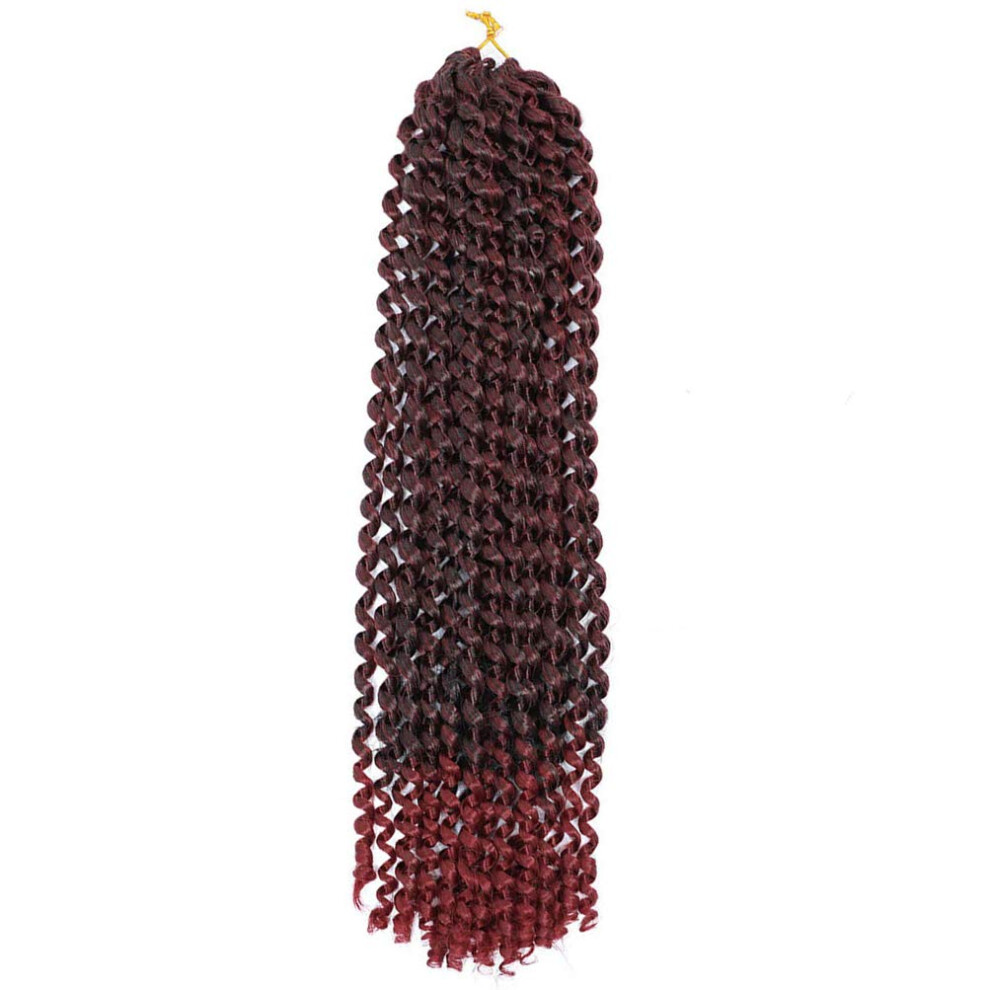 Passion Twist Hair Crochet Braids 18 Inch Ombre Burgundy Water Wave Prelooped Extensions