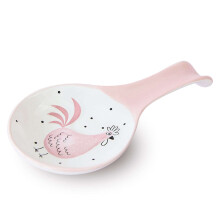 Pink Ceramic Spoon Rest for Stove , Heat Resistant Utensil Holder, Dishwasher Safe