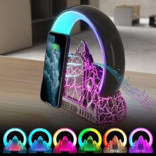 Table Lamp LED Sunrise Ambient Light with Built-in BT Speaker Alarm Clock Wireless Charging Function Support Tuya App-B