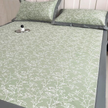 Cooling Sleeping Mat 3Piece Rattan Bed Set with Pillowcases, Foldable Breathable Summer Pad 59x79in Green