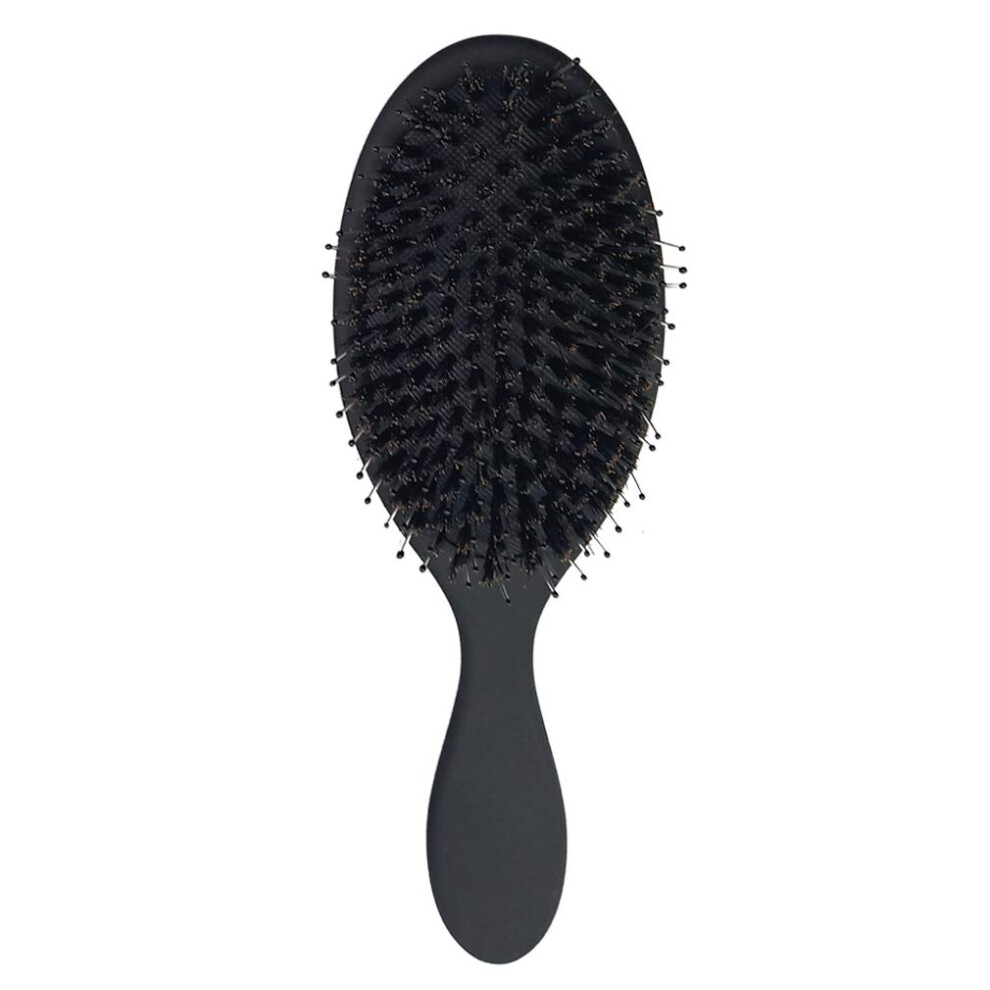 Black Detangling Hair Brush With Boar Bristles For Wet And Dry Use, Gentle Knot Removal For All Hair Types