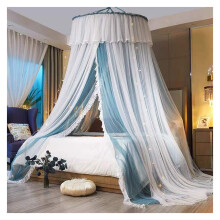 Mosquito Net Bed Canopy Double Layer Dome Princess Tent with 360 Insect Protection Blue 1.2M