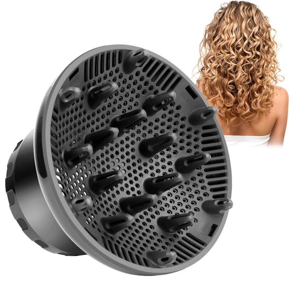 Hair Dryer Diffuser for Curly Hair, Adjustable Universal Fit Boosts Curl Definition and Reduces Frizz (Black)