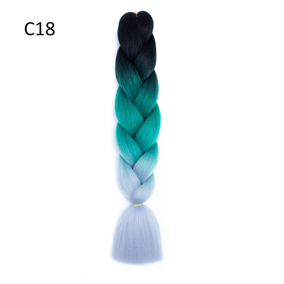 Unisex Synthetic Hair Extension Ombre Ponytail With Vivid Gradient Color 60Cm Cosplay Twist Braid Hairpiece